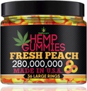 Hennep Gummies for Peace and Relaxation-High Potency Hemp Oil Gummys Peach-Fresh Full Flavor-Natural Hennep Eetbaar voor Terug, Knieën, Kalm, Slaap, Discomfort-36 Large Rings-Made in USA