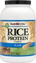NutriBiotic Plain Rice Protein, 3 Lb (1.36kg) | Carbo basso, Vegan & Raw Protein Powder | Crescita e lavorata senza sostanze chimiche, glutine o OGM | Keto Friendly & Facile da digerire