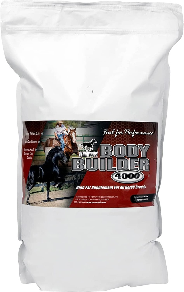 Pennwoods Body Builder 4000, paard gewicht Gain Supplement, hoog vet en energie paard gewicht Builder met body conditioning paard vitamines, Verbetert hoef kwaliteit - 12lb zak
