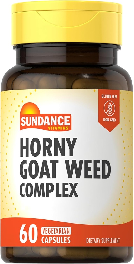 Sundance Horny Goat Weed Complex | 60 kapsulak | Maca, Tribulus Terrestris eta L-Arginine | Vegetarian, Ez-GMO eta Gluten Free gehigarria