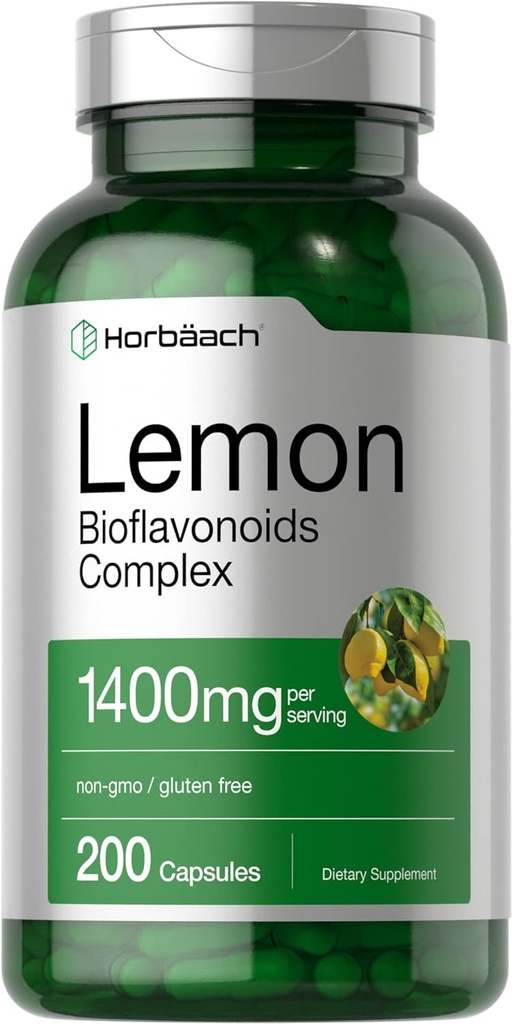 Horbäach Lemon Bioflavonoids Supplement 1400 мг 200 капсули комплекс з рутину і Hesperidin a Non-GMO і клейковини безкоштовно