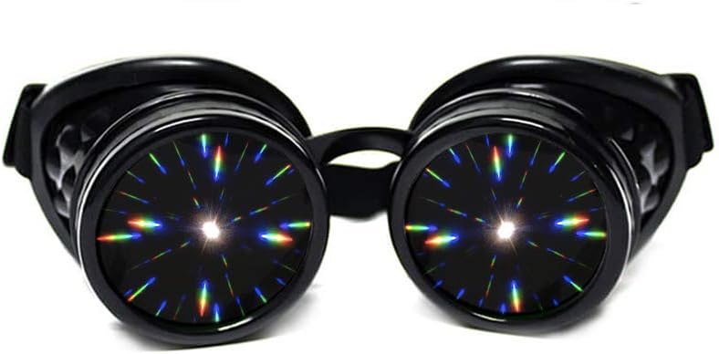 GloFX Črna oblazinjena Difrakcija Goggles, Tinted Lenses, Omejena izdaja – Raves, EDM festivalski pribor, lahke razstave, Klub, Koncert Nosi - 3D Rainbow Prism Fractal Kaleidoskop