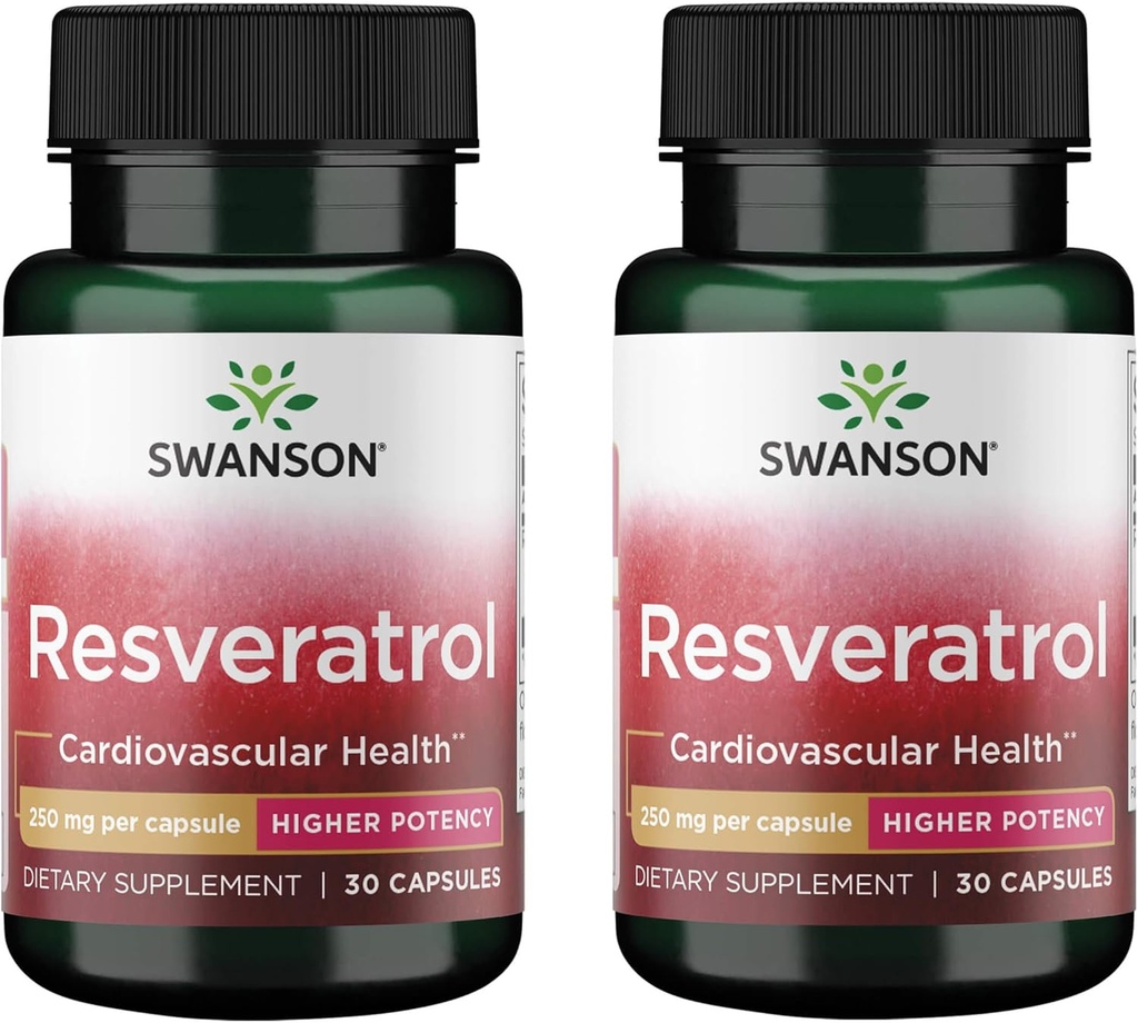 Swanson Resveratrol - Hogere Potentie 250 mg 30 Caps (2 Pack)
