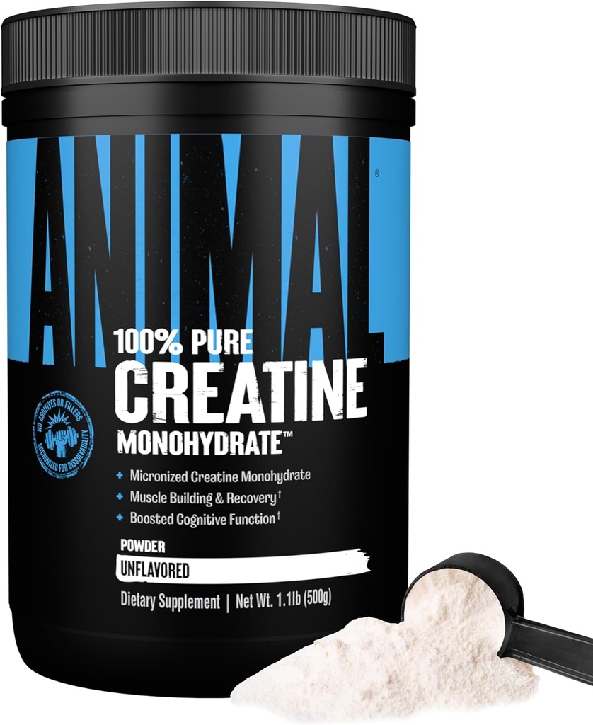 Animal Creatine Monohidrat Toz - Qadınlar və Kişilər üçün Micronized Creatine, Supports Muscle Growth, Strength, Endurance, Recovery və ATP Production, Gym & Workout Ekspertlər - Unflavored, 500g