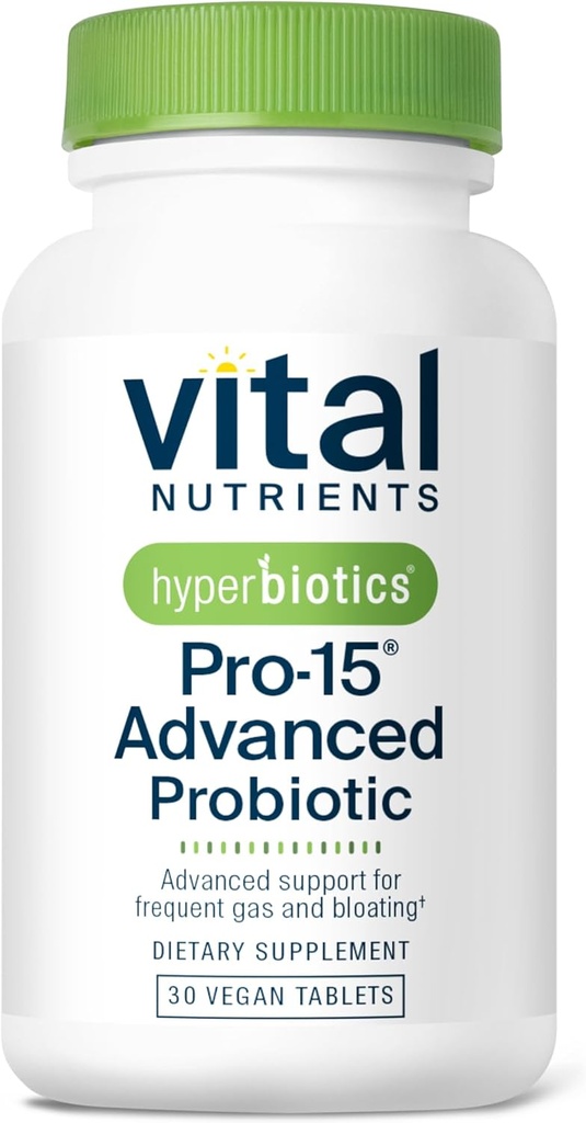 Hiperbiotyki Vital Nutricents Pro- 15 Zaawansowane Probiotyki dla Kobiet i Mężczyzn 124; 15 Cieśniny + Kiwifrut 124; Klinicznie badane Probiotyki Daily dla Zdrowia, Gaz i Bloating 124; 30 Tabletki Vegan