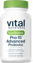 Hiperbiotikumok Vital Nutritents Pro- 15 Advanced Probiotics for Women and Men Medicines 124; 15 Strains + Kiwifruit Way124; Clinically Studied Daily Probiotics for Digestive Health, Gas, & Bloating, 30 Vegan Tablets