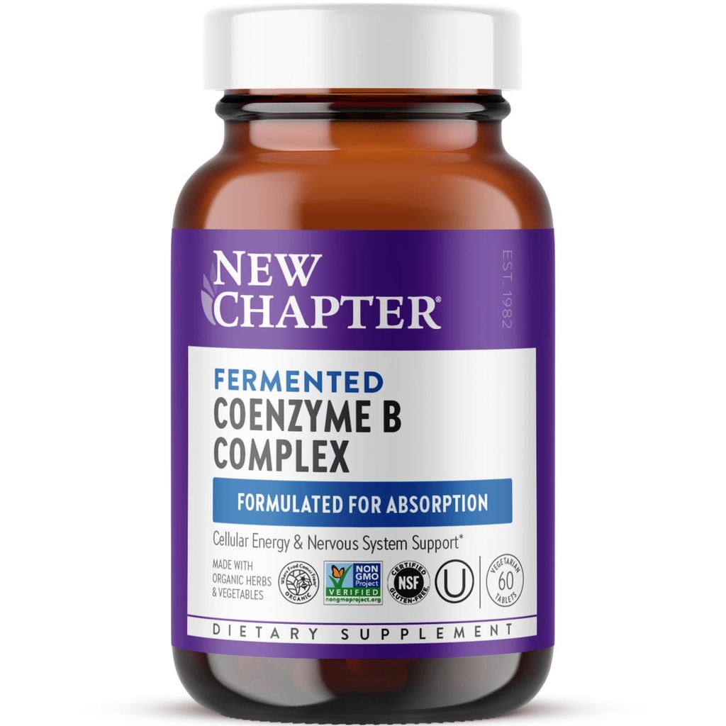 New Chapter Vitamin B Complex Fermented Coenzyme B Complex Rich in Vitamin B12 + Vitamin B6 + Biotin + Made with Organic Ingredients - 60 ct