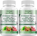 GREENEMents Berberine kiegészítés Ceylon fahéj - 120 Count Berberine 1500mg Berberine HCL kapszula keserű Melon / Articsóka Extracts & Natural Herbs for Immune Support 2 Pack