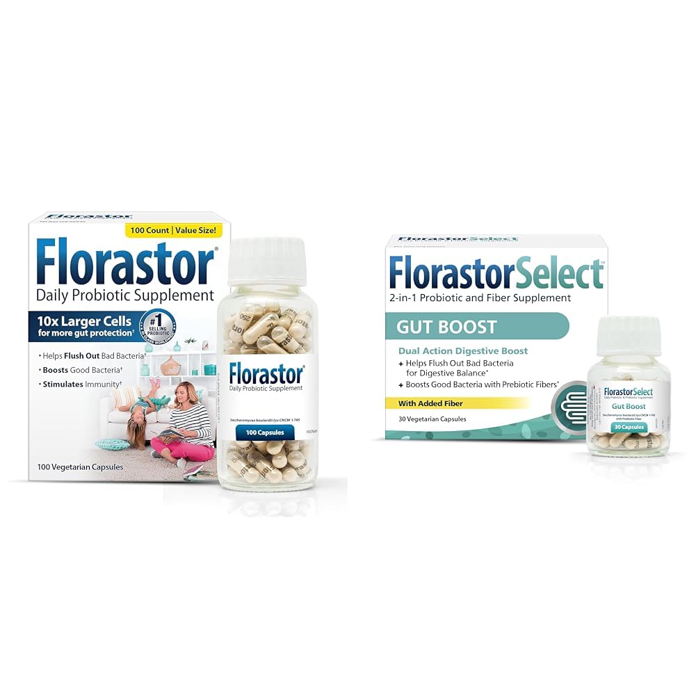 Florastor Probiotic Bundle for Digestion, Gut Health – 100 ct. Probiotic for Digestive & Immune Health + 30 ct. Gut Boost Daily Probiotic & Prebiotic - Boost Good Bacteria & Flush Out The Bad