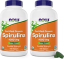 NOW Foods Organic Spirulina 1000mg Tablets - 300 Count (Pack of 2) - Non- GMO, Super Green Wall Food Addition - Dvigubas stiprumas 1000 mg - Naturaliai Occurring Beta-Carotin (VIT A), B- 12 ir GLA