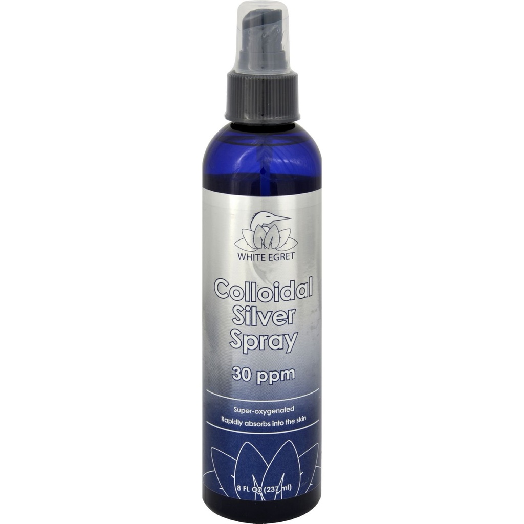 White Egret Skin Care Colloidal Silver Spray, 8 Ounce