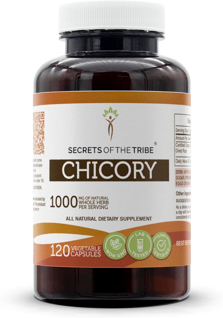Bí mật của bộ lạc Chicory 120 Capsules, 1000 mg, Chicory (Cichorium Intybus) Dred Root (120 Capsules)