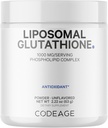 Codeage Liposomal Glutathione Powder - 1,000 mg Vegan Reduced L- Glutathione per Serving, Pengiriman Lipomal - 2-Bulan Supply - Phospholipid - Non-GMO Gluten- Free - 2.22 Oz