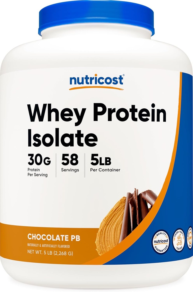 Isolato de proteína de Whey de nutricosto (Manteiga de amendoim de chocolate, 5 libras)