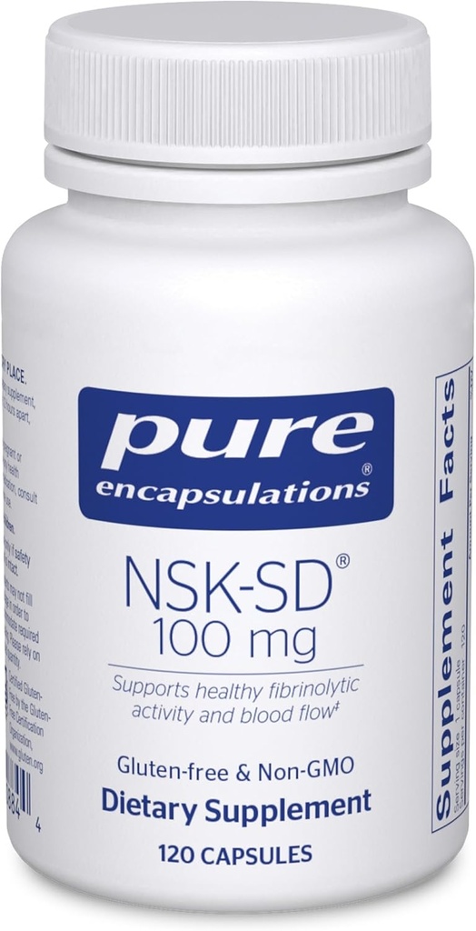 纯封装NSK-SD - 100 mg Nattokinase - 用于正常血液循环 - 支持纤维分析活动* - Gluten Free & Non-GMO - 120 capsules