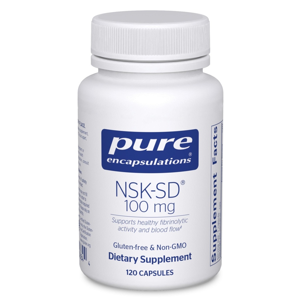 Pure Encapsulations NSK-SD - 100 mg Nattokinase - for Normal Blood Circulation - Supports Fibrinolytic Activity* - Gluten Free & Non-GMO - 120 Capsules