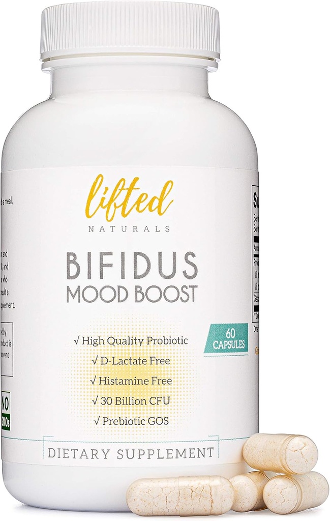 Probiotici 30 miliardi di CFU - Bifidus Mood Support Supplemento w/prebiotici & probiotici per le donne e gli uomini - Mood & Digestion Support- Histamine Free - Natural Mood Boost - 60 giorni di alimentazione, Non OGM