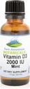Botánica de montaña pura gotas de vitamina Dlavored - Mint Flavored Liquid Vitamina D3-2000iu por servizo - 1oz Bottle