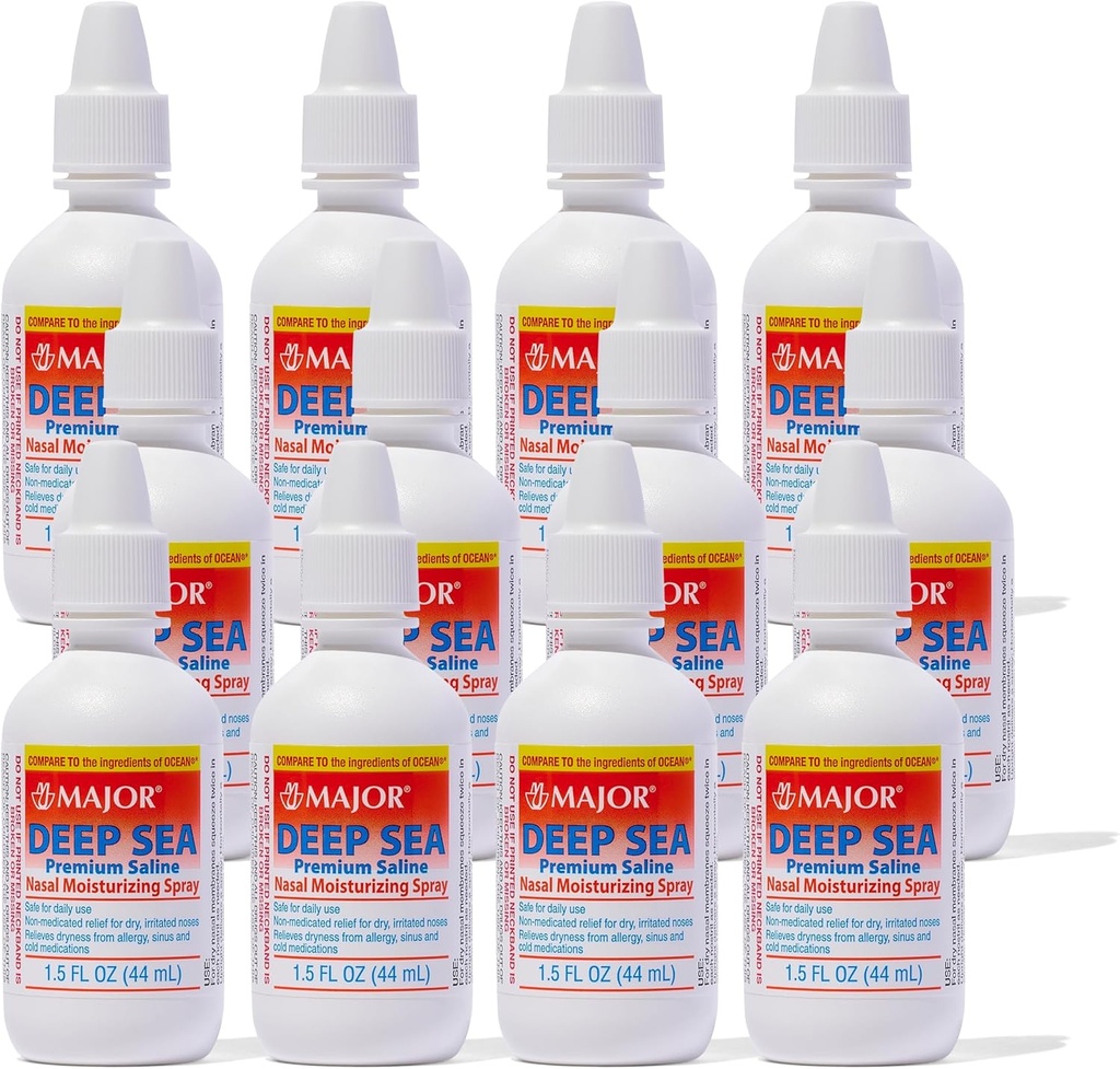 Deep Sea Saline Nasal Spray Generik untuk Moisturizing Ocean Nasal Spray 1.5 oz per Botol Paket 12 Botol