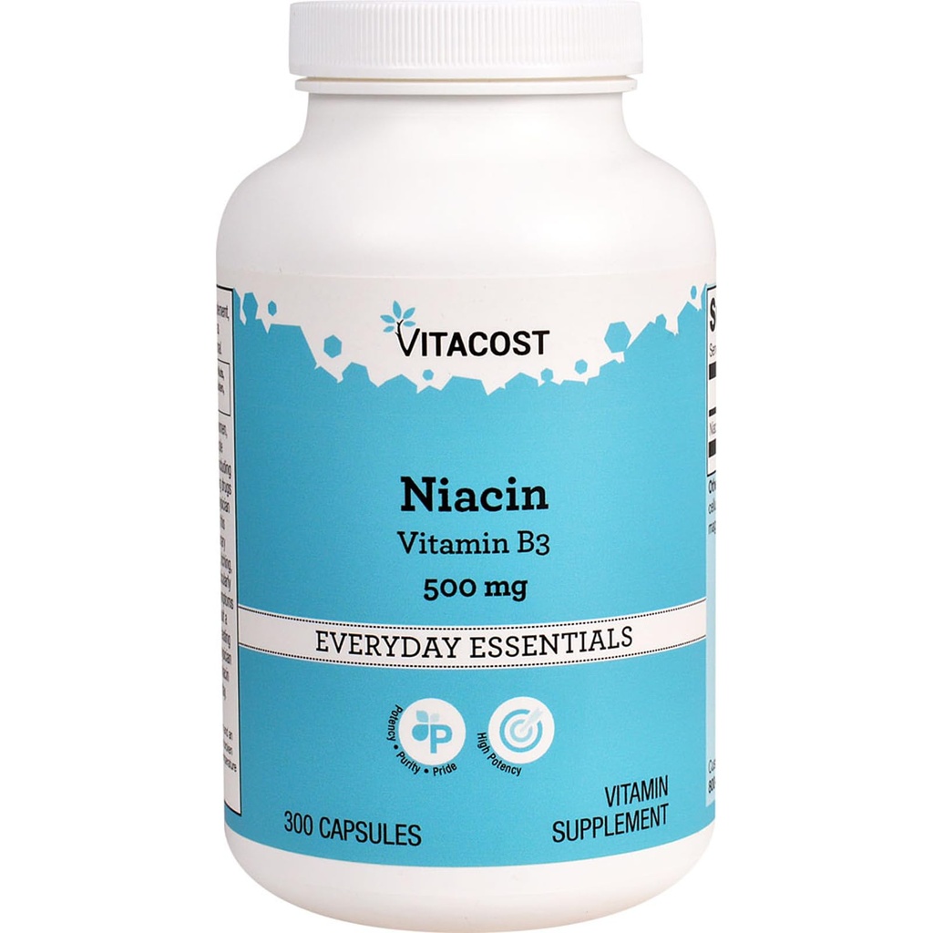 Vitacost Niacin (Vitamin B-3) - 500 mg - 300 Capsules