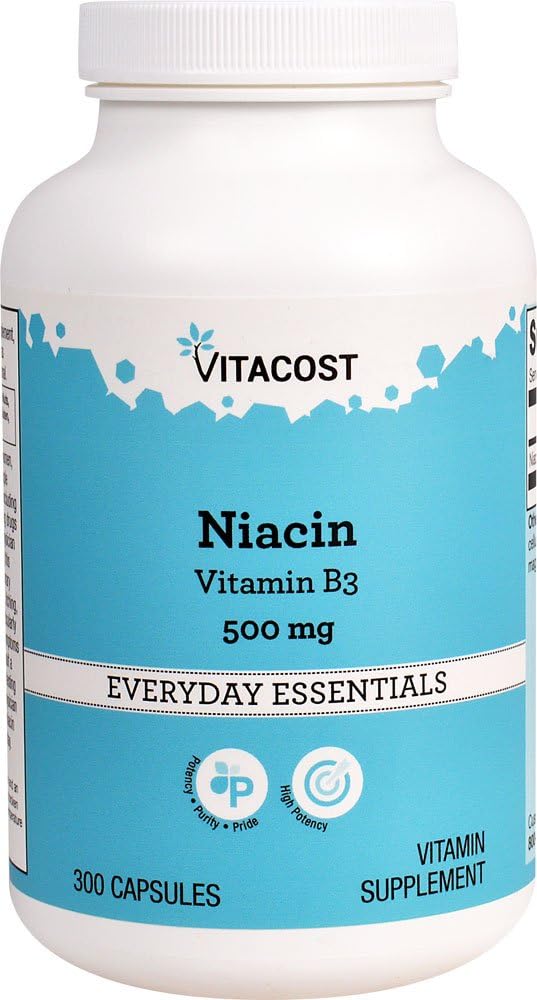 Vitacost Niacin (vitamin B-3) - 500 mg - 300 kapsler