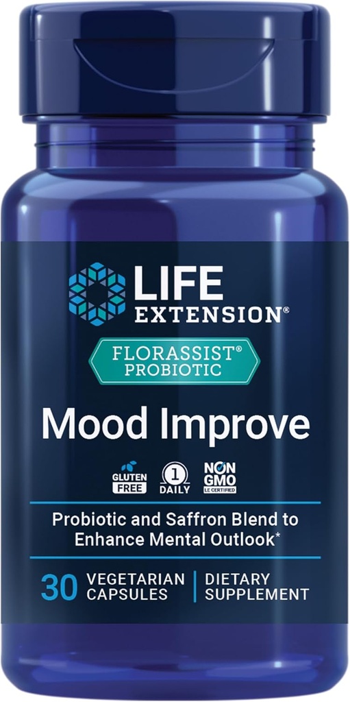 Extensió de vida FLORASIST® Probiotic Mompie, probiòtic i Saffron fa créixer l'humor i l' Outlook Mental, no-GMO, Guten-Free, 1 Daily, Vegetarian, 30 Capsules