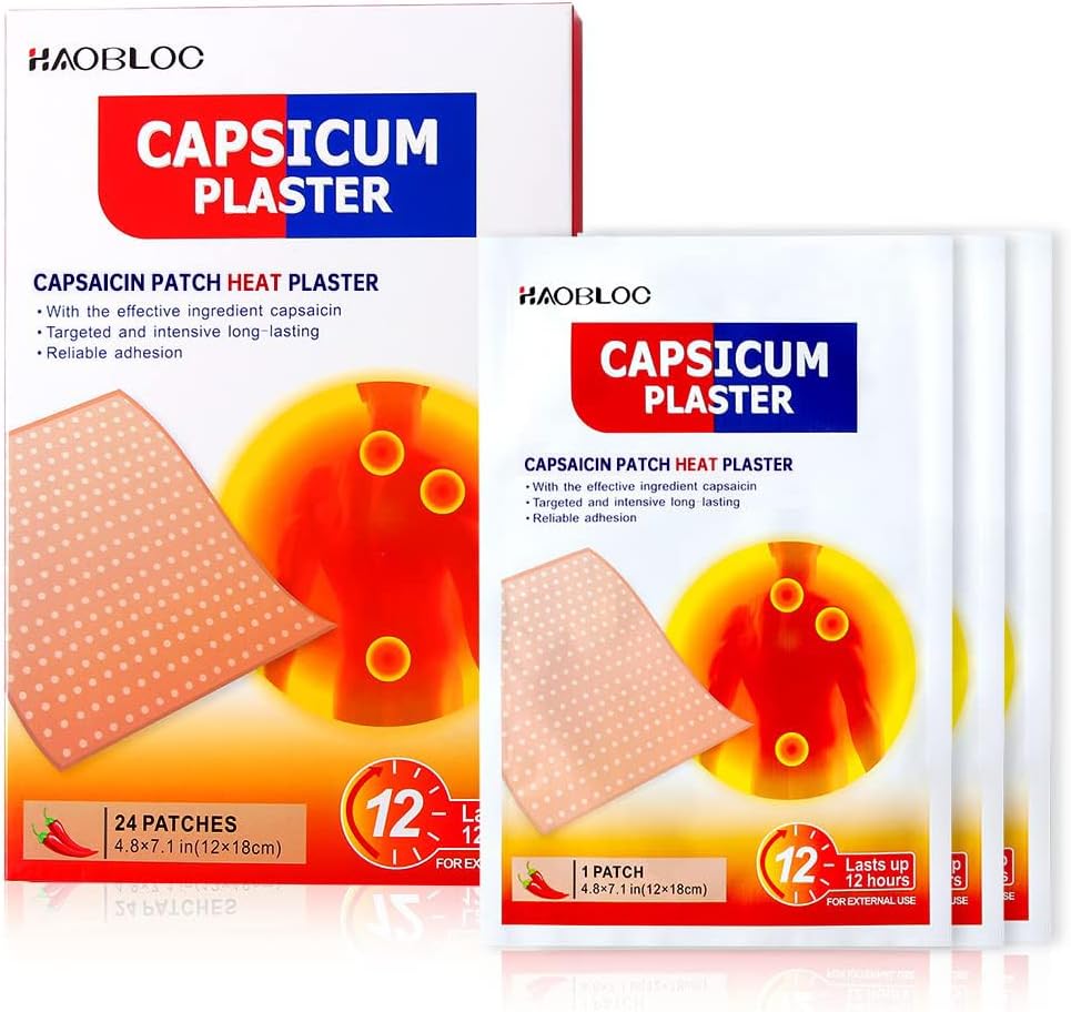 24 kpl Capsicum Plaster Capsaicin Patch (7,09 * 4.72 in), Porous Capsicum Heat Plaster