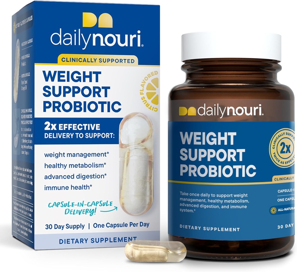 Implementació del pes de Daily Nouri probiotic per a Dones i homes Islam supports saluty, Metabolisme, Digestion i Gut Salut 3 Clinicament Studiins + Vegan Omega Petri 30Dayy