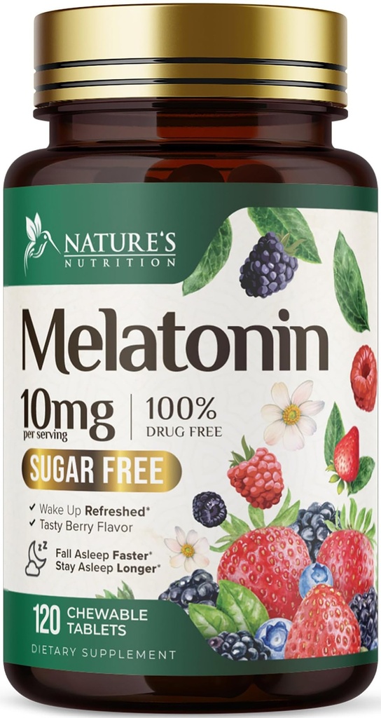 Melatonin 10mg Per Serving - Extra Strength Melatonin Supplements for Restful Sleep Support - Sugar-Free Melatonin Sleep Tabs - Sleeping Support for Adults - Bottled in USA - 120 Fast Dissolve Tablets