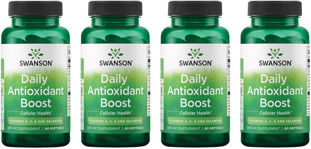 Swanson Vitamīni Daily Antioxidant Boost - veicina šūnu veselību un imūno atbalstu - atbalsta dabas Defensive Barošana - (60 Softgels) 4 iepakojums