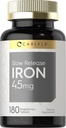 Carlyle Slow Release Iron 45 mg | 180 Tablets | Ferrous Sulfate Mineral Supplement | for Men & Women | Vegetarian, Non-GMO, and Gluten Free Formula