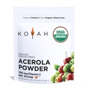 KOYAH - Organic Acerola Powder, Freeze-Dried: 60 Servings | 1 Scoop = 500 mg Natural Vitamin C from Whole-Food, 100 Pure, No Additives