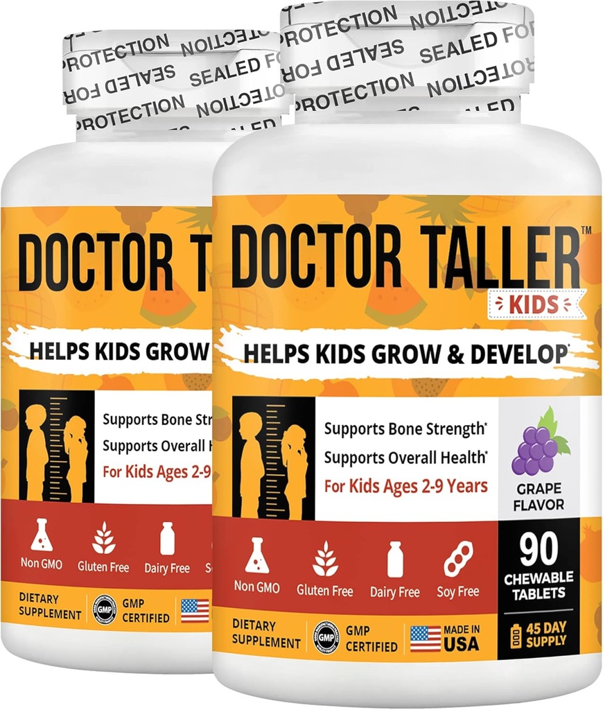 NuBest Doctor Taller Uşaqlar - Uşaqlar Multivitamins, Toddler Vitamins - Təhlükəsizliyini dəstəkləyir, Yaşıllar üçün Multivitamins 2 - Grapevor - 90 Chewable Tablets