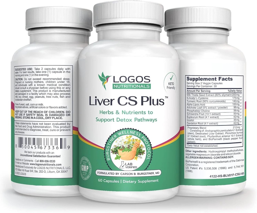 Logos Nutritionals-Liver CS Plus-60 Močna jetrna detoks Formula Veggie Caps-povečuje glutation in znižuje oksidativni stres.