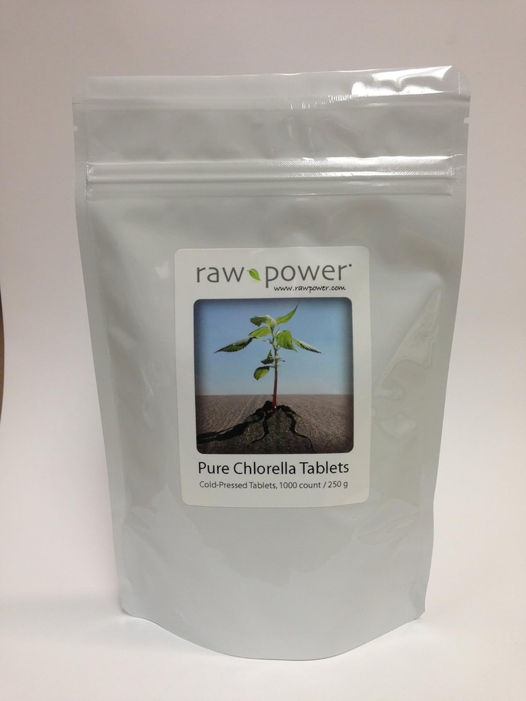 Raw Power Chlorella Tablets (1000 Telling, 250g), Cold-Pressed, 100% rauw en puur, Organics Merk