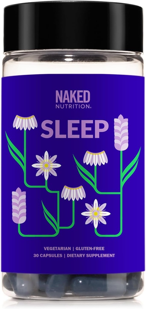 Nøgen søvn - GABA L Theanine Natural Sleep Aid - Lemon Balm, Lavendel, og Melatonin for forbedret afslapning og søvn kvalitet - Glutenfri og vegetar - 30 kapsler