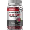 Horbäach Nitric Oxide Beet Root Gummies | 60 Chews| with Nitrates, Vitamin C & Black Pepper | for Men & Women | Strawberry Flavor | Vegan, Non-GMO, Gluten Free Supplement