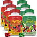 Justized Laboratories (6 Pack Vital Fruits and Veggies Supplement Koko ruoka Punainen ja vihreä Superfoods Ei GMO kasvis Friendly 540 Kasvis Kapselit 6 pullot