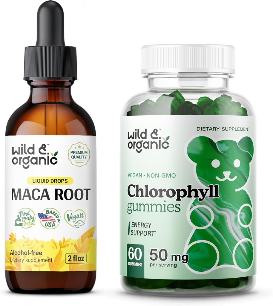 Wild & Organic Maca Root Tinte 2 fl oz & Chlorophyll Gummis