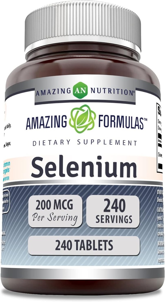 Amazing Formulas Selenium 200 Mcg | Compresse Supplemento | Non OGM | Gluten-Free | Made in USA (1 Pack | 240 Count)