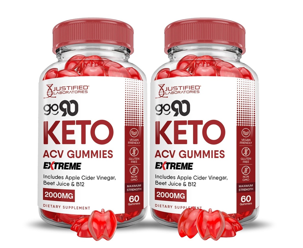(2 Pack) Go 90 Keto ACV Gummies Extreme 2000MG Go90 Keto Gummies Apple Cider Vinegar Formulated with Pomegranate Beet Juice Powder B12 Vegan Non GMO 120 Gummys