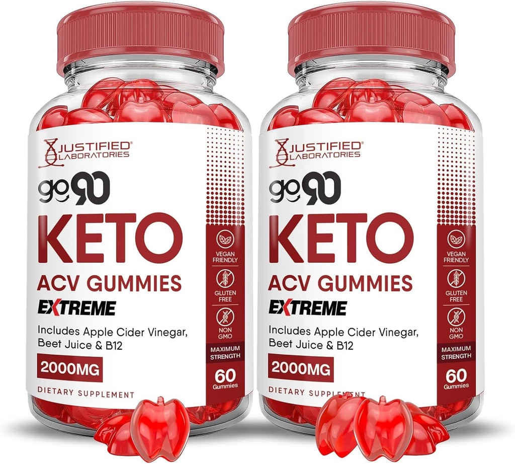 Justified Laboratories (2 Paket Go 90 Keto ACV Gummies Extreme 2000MG Go90 Keto Gummies Apple Cider Vinegar Formulated ilə Pomegranate Beet Juice Toz B12 Vegan GMO 120 Gummys
