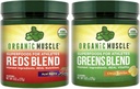 Organic Muscle Vegan Greens and Reds Superfood Powder - USDA Organic & Plant Based Red Juice & Green Juice Powder Bundle for Energy, Focus, Digestion & Immune System - Non GMO 30 Serve