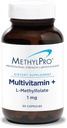MetylPro Multivitamín + 1 mg Metylfolát - Multivitamín bez železa pre ženy a mužov s vitamínom A, C, minerály, Metylovaný B komplex, multivitamín bez železa - 30 kapsúl