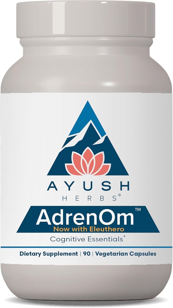 Aysh Hebs AdrenOm - Ayurvedic Adrennal i Stress-Support suplementaris per Dones i homes, Ashwagandha i Eleuthetro per donar suport al balanç d'Adrennals, Cognitive function i Calma - 90rian Capules (1 comte)