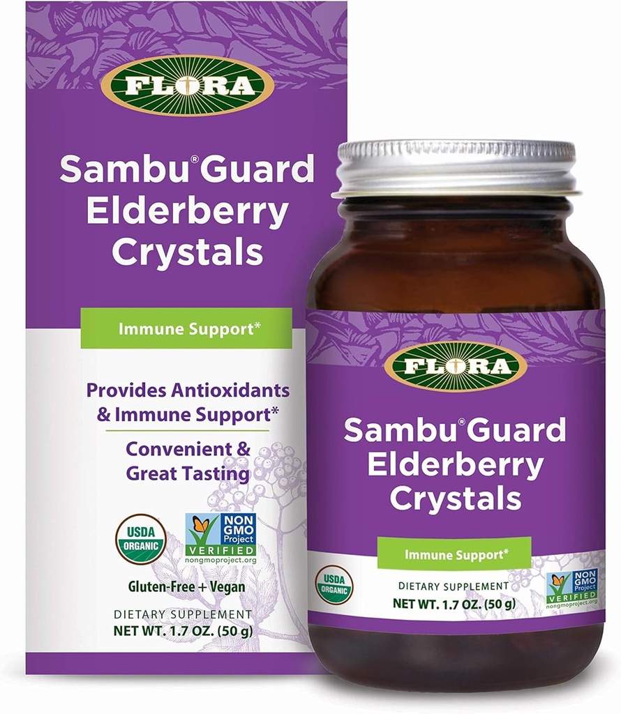Flora - Sambu Guard Elderberry Crystals, cung cấp thuốc chống oxy hóa & Immune, tăng cường Immunity, Detox body, khởi động năng lượng, 1.7-oz. Name