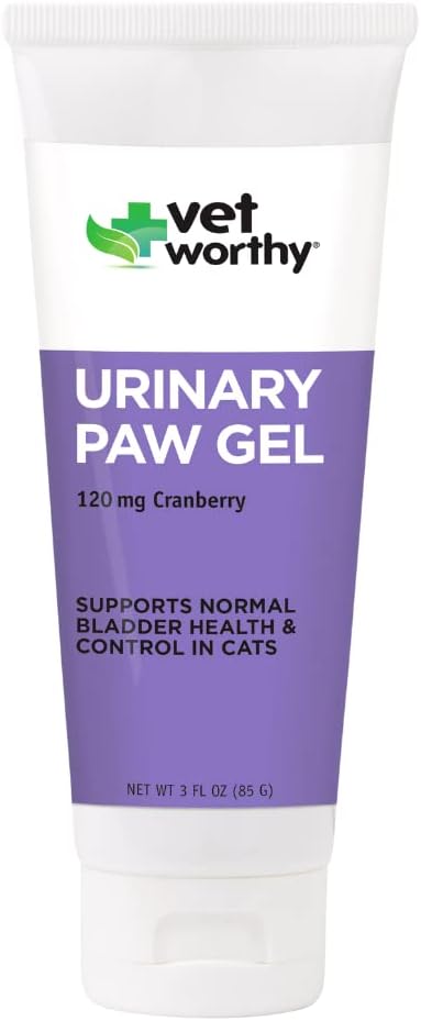 Vet Worthy Urinary Paw Gel for Cats - Cat Supplement to Support Healthy Urinary Tract and Bladder Health - Feline Supplement with Cranberry Extract, L-Lysine and Vitamin C - Salmon Flavor, 3oz