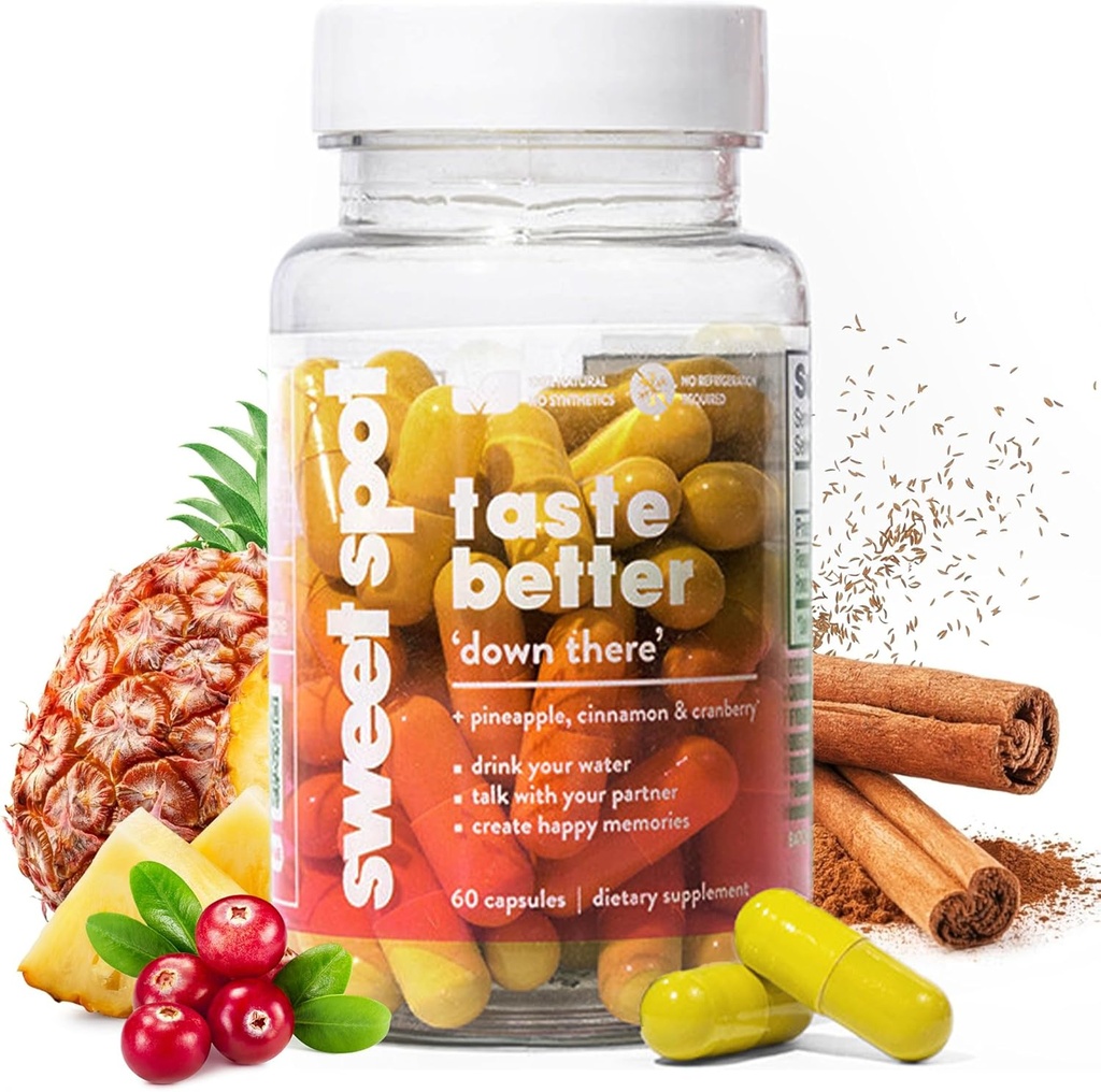 Sweet Spot – Pineapple & Cranberry Vaginal Health Supplement, 60 Capsules – Freshens Taste, Promotes Feminine Balance, Women's pH Balance & Odor Control, with Natural Cinnamon Extract – Made in USA