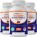 Vitamatic 3 Pack Fermented Black tỏi Trích dẫn 1000 mg 60 Capsules - Non-GMO, Gluten Free - (Total 180 Capsules)