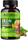 NATURELO Vegan Iron Suplement with Vitamin C and Organic Whole Foods